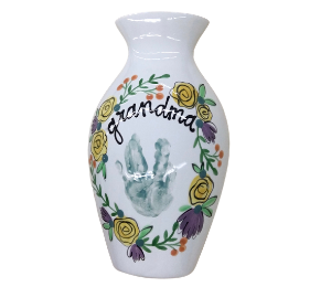 Anchorage Floral Handprint Vase